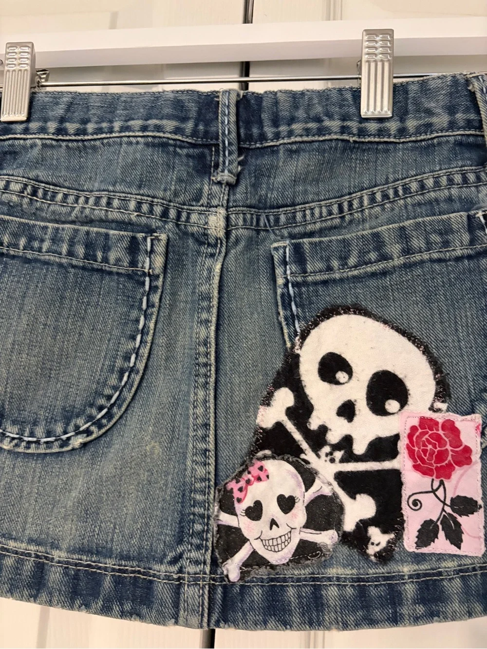 GAP Punk Princess Denim Patchwork Skirt Bohemian Upcycled Art Size 8